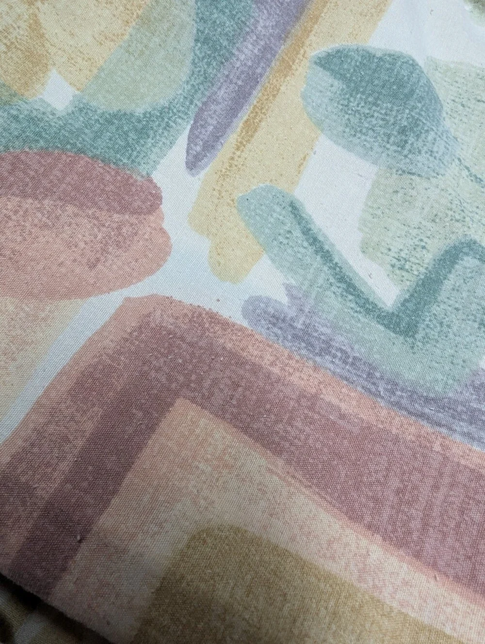 Vintage 90s Geometric Floral Beachy Print 4 Piece Sheet Set Queen Grannycore